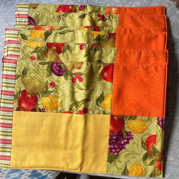 HANDMADE 6 Placemats & New! SIMONS 4 Napkins - Lemon Yellow Organic Cotton - Picture 2 of 10